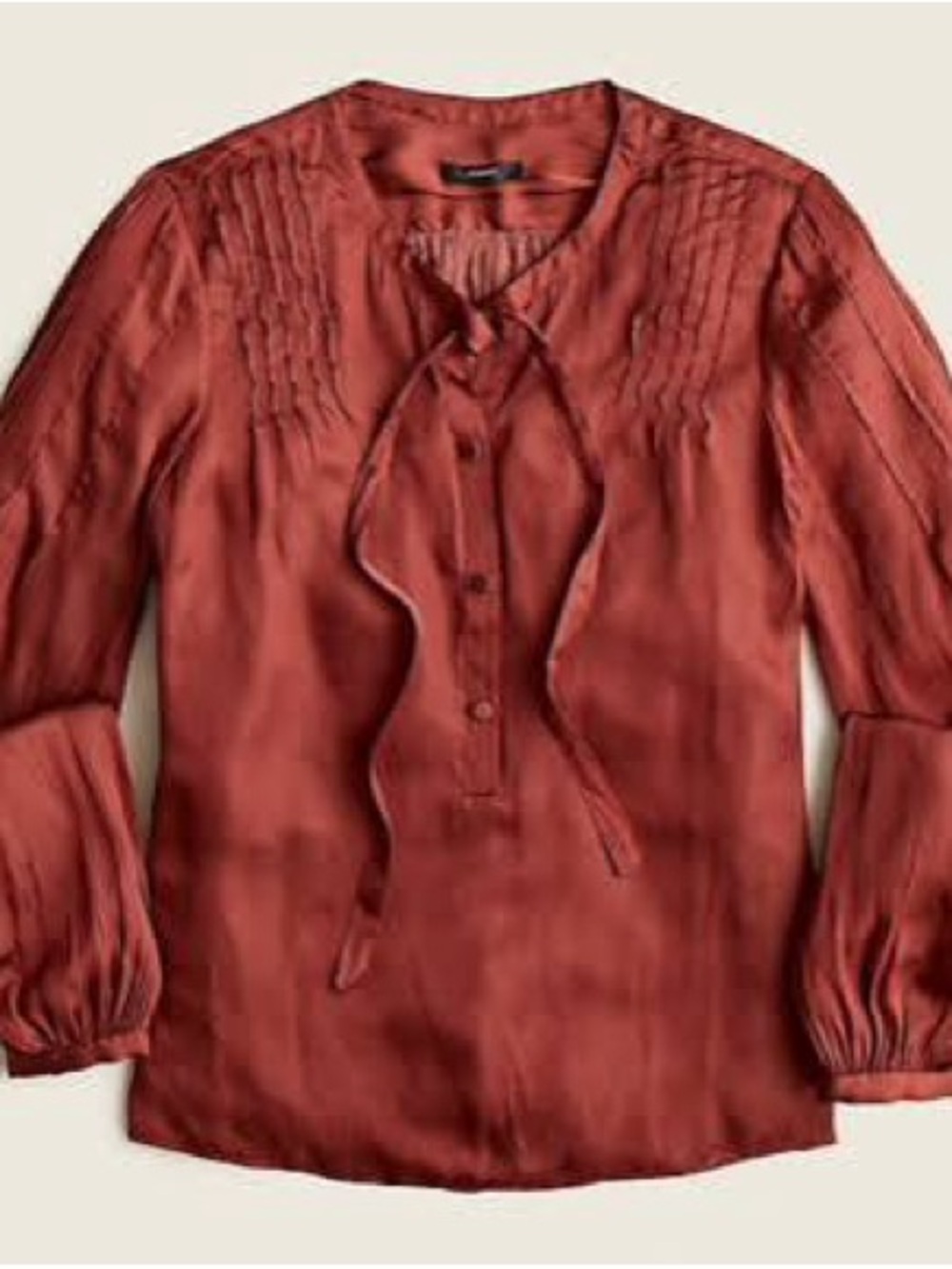 J. Crew || featherweight satin tie neck top in clay tile